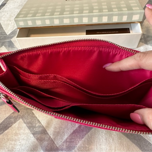 Coach Beige and Pink Monogram Wristlet Wallet - Picture 3 of 3